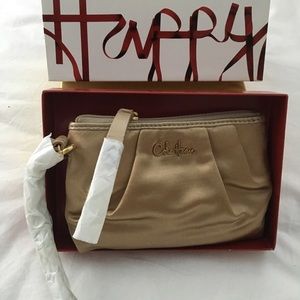 NWT Cole Haan Gold Satin Wristlet